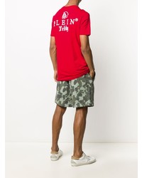 T-shirt à col rond imprimé rouge Philipp Plein