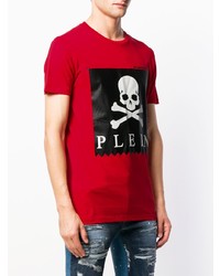 T-shirt à col rond imprimé rouge Philipp Plein