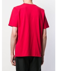 T-shirt à col rond imprimé rouge Saint Laurent