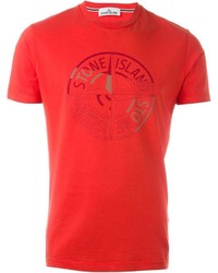 T-shirt à col rond imprimé rouge Stone Island
