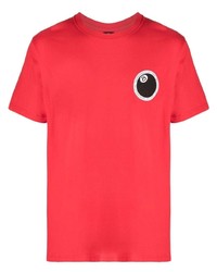 T-shirt à col rond imprimé rouge Stussy