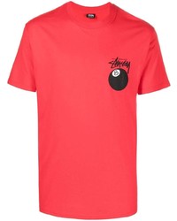 T-shirt à col rond imprimé rouge Stussy