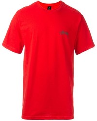 T-shirt à col rond imprimé rouge Stussy