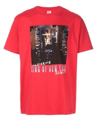 T-shirt à col rond imprimé rouge Supreme