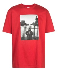 T-shirt à col rond imprimé rouge Supreme