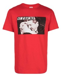 T-shirt à col rond imprimé rouge Supreme