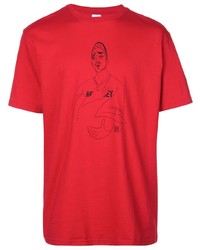 T-shirt à col rond imprimé rouge Supreme