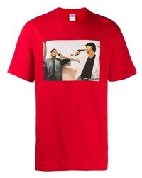 T-shirt à col rond imprimé rouge Supreme