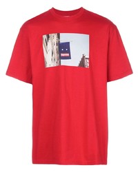 T-shirt à col rond imprimé rouge Supreme