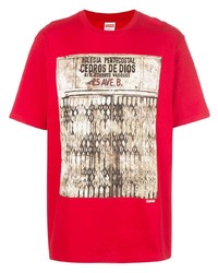 T-shirt à col rond imprimé rouge Supreme