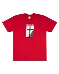 T-shirt à col rond imprimé rouge Supreme