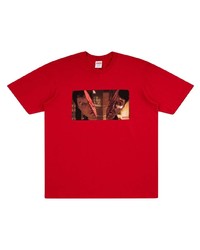 T-shirt à col rond imprimé rouge Supreme