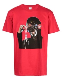 T-shirt à col rond imprimé rouge Supreme