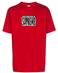 T-shirt à col rond imprimé rouge Supreme