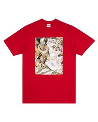 T-shirt à col rond imprimé rouge Supreme