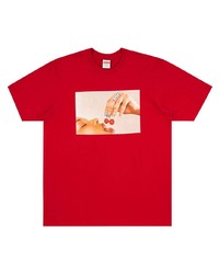 T-shirt à col rond imprimé rouge Supreme