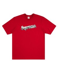 T-shirt à col rond imprimé rouge Supreme