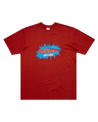 T-shirt à col rond imprimé rouge Supreme