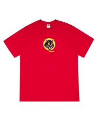 T-shirt à col rond imprimé rouge Supreme