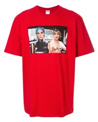 T-shirt à col rond imprimé rouge Supreme