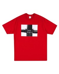 T-shirt à col rond imprimé rouge Supreme