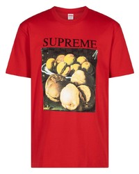 T-shirt à col rond imprimé rouge Supreme