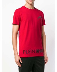 T-shirt à col rond imprimé rouge Plein Sport