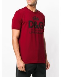 T-shirt à col rond imprimé rouge Dolce & Gabbana