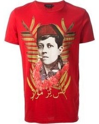 T-shirt à col rond imprimé rouge