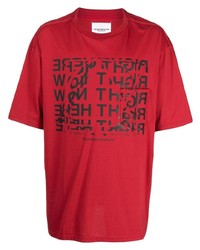 T-shirt à col rond imprimé rouge Takahiromiyashita The Soloist