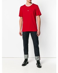 T-shirt à col rond imprimé rouge Helmut Lang