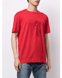 T-shirt à col rond imprimé rouge Emporio Armani