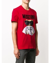 T-shirt à col rond imprimé rouge Moschino