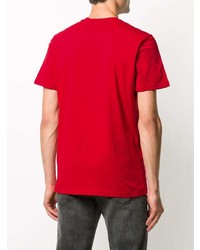 T-shirt à col rond imprimé rouge Moschino