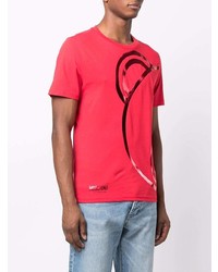 T-shirt à col rond imprimé rouge Moschino