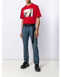 T-shirt à col rond imprimé rouge Supreme