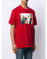 T-shirt à col rond imprimé rouge Supreme