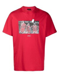 T-shirt à col rond imprimé rouge Throwback.