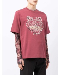 T-shirt à col rond imprimé rouge Kenzo