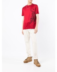 T-shirt à col rond imprimé rouge Emporio Armani