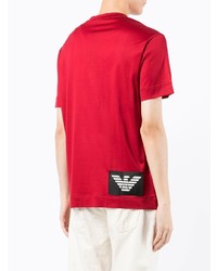 T-shirt à col rond imprimé rouge Emporio Armani