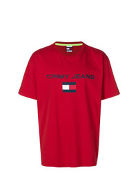 T-shirt à col rond imprimé rouge Tommy Jeans
