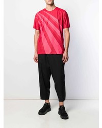 T-shirt à col rond imprimé rouge Issey Miyake