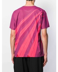 T-shirt à col rond imprimé rouge Issey Miyake