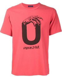 T-shirt à col rond imprimé rouge Undercover