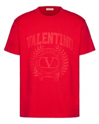 T-shirt à col rond imprimé rouge Valentino Garavani