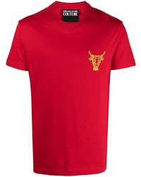 T-shirt à col rond imprimé rouge VERSACE JEANS COUTURE