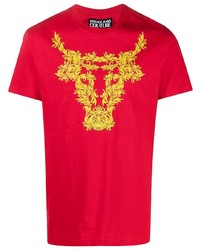 T-shirt à col rond imprimé rouge VERSACE JEANS COUTURE