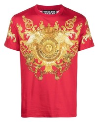 T-shirt à col rond imprimé rouge VERSACE JEANS COUTURE