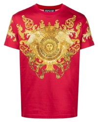 T-shirt à col rond imprimé rouge VERSACE JEANS COUTURE